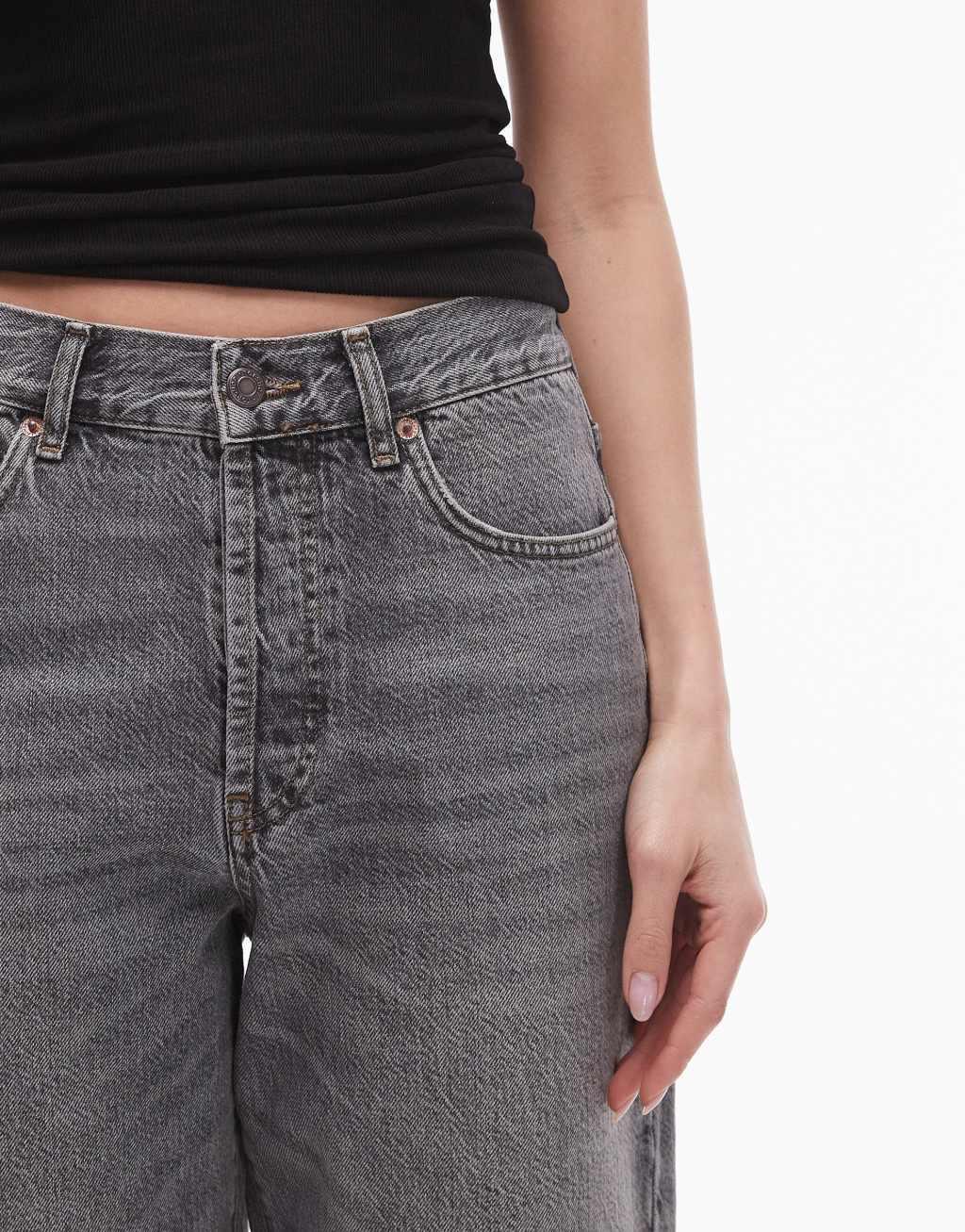 Topshop mid rise Column jeans in dark gray Product Image