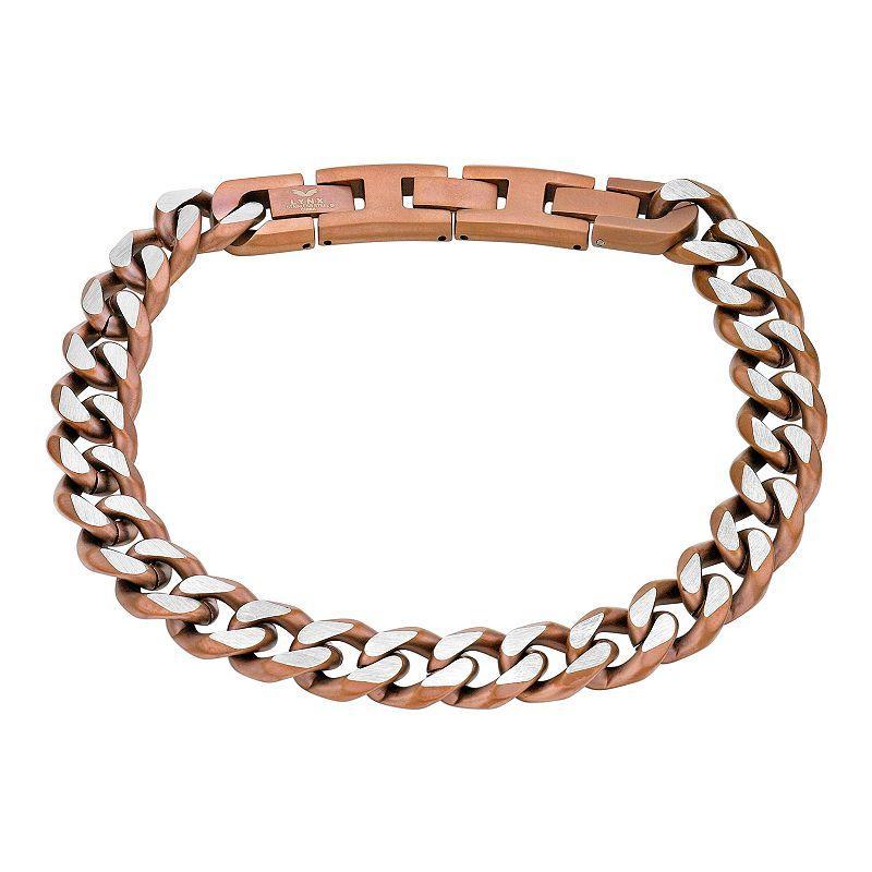 Mens LYNX Brown Ion-Plated Stainless Steel 11 mm Curb Chain Bracelet Brown Tone Product Image