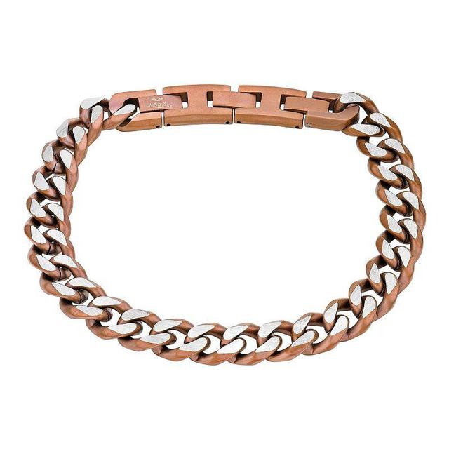 Mens LYNX Brown Ion-Plated Stainless Steel 11 mm Curb Chain Bracelet Product Image