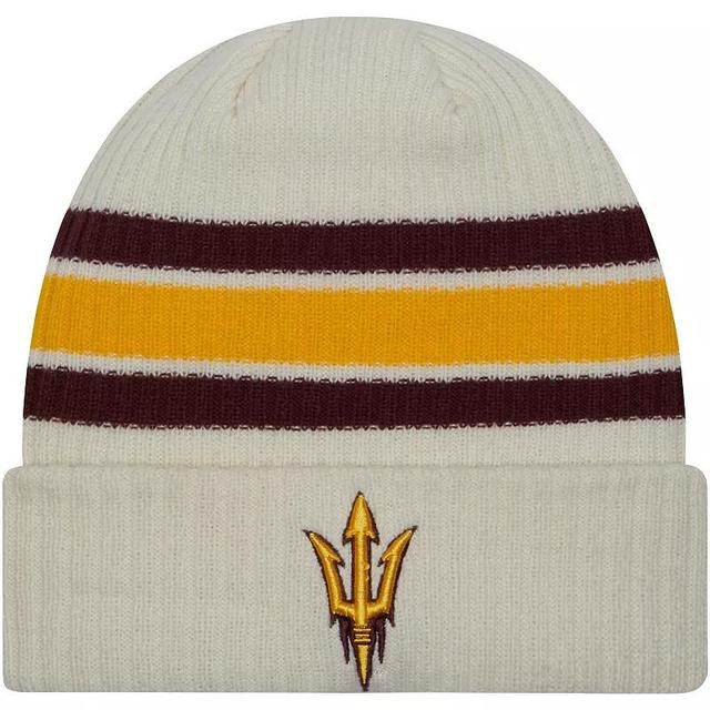 Mens New Era Cream Arizona State Sun Devils Vintage Cuffed Knit Hat Product Image