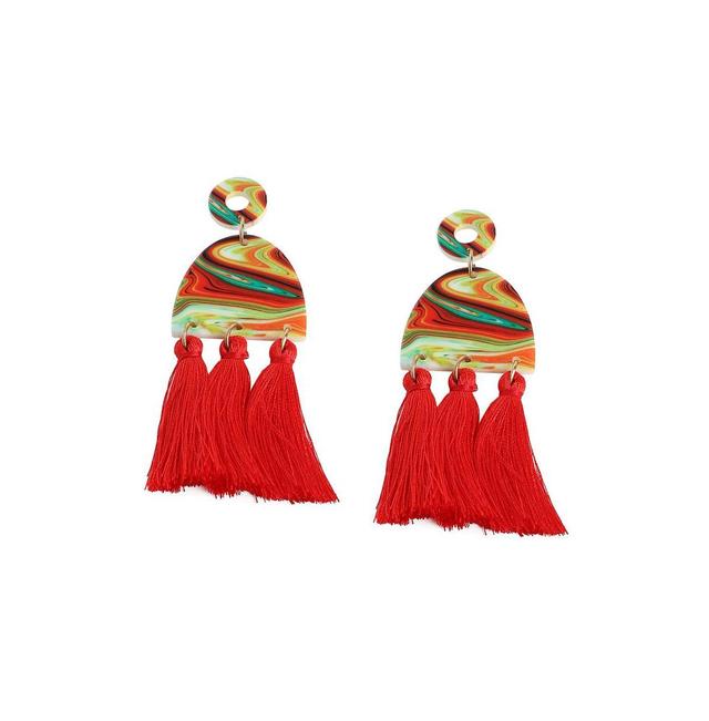 Sohi Womens Gold Tassel Drop Earrings Product Image