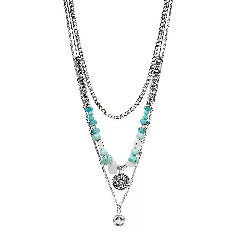 Sonoma Goods For Life Multistrand 2 Pendant Gemstone Short Necklace with Beads & Stones, Womens, Blue Product Image