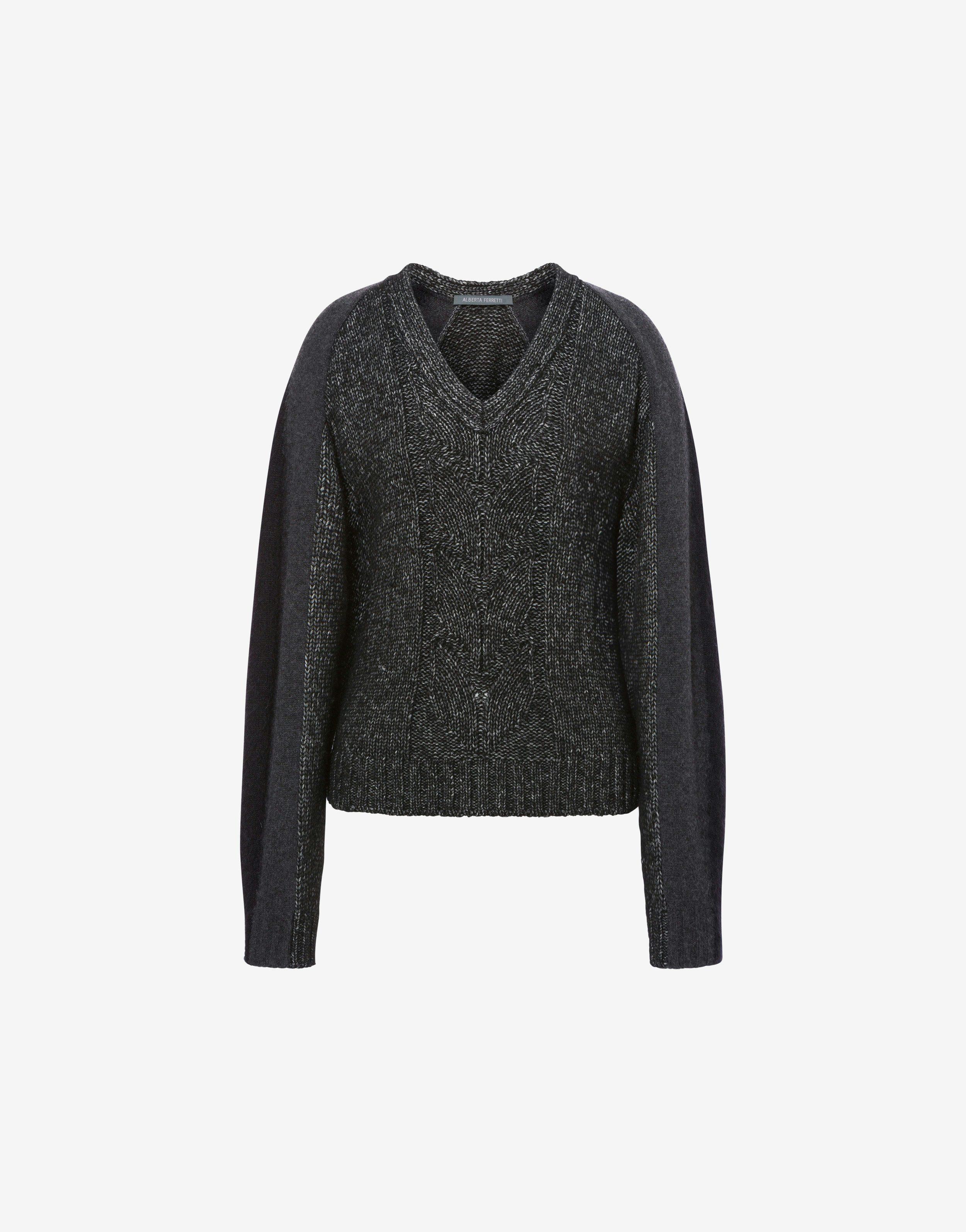 Sweater with cashmere wool blend sleeves product image