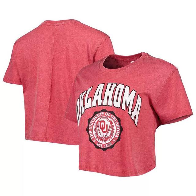 Womens Pressbox Crimson Oklahoma Sooners Edith Vintage Burnout Crop T-Shirt Product Image