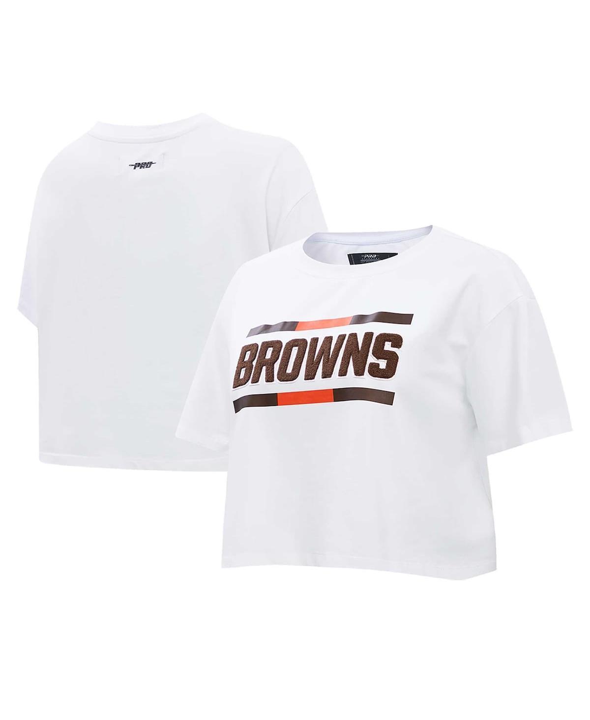 Womens Pro Standard White Cleveland Browns New Helmet Capsule Cropped T-shirt Product Image