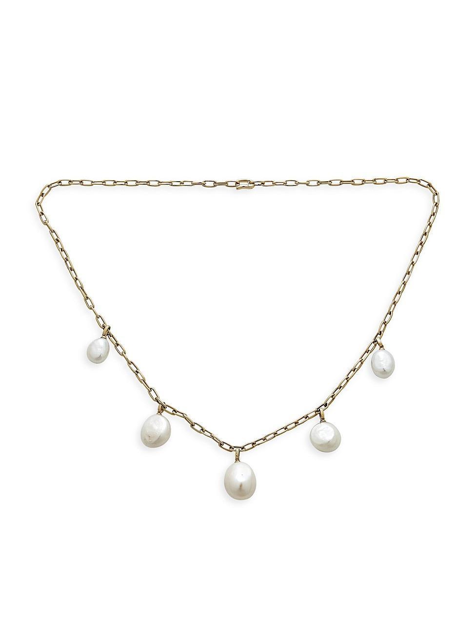 Womens 14K Yellow Gold & Freshwater Pearl Necklace Product Image