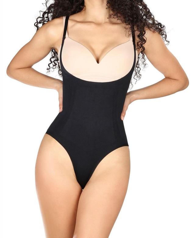 MeMoi Womens Braless Sculpted Shapewear Bodysuit with Brief - Black Product Image