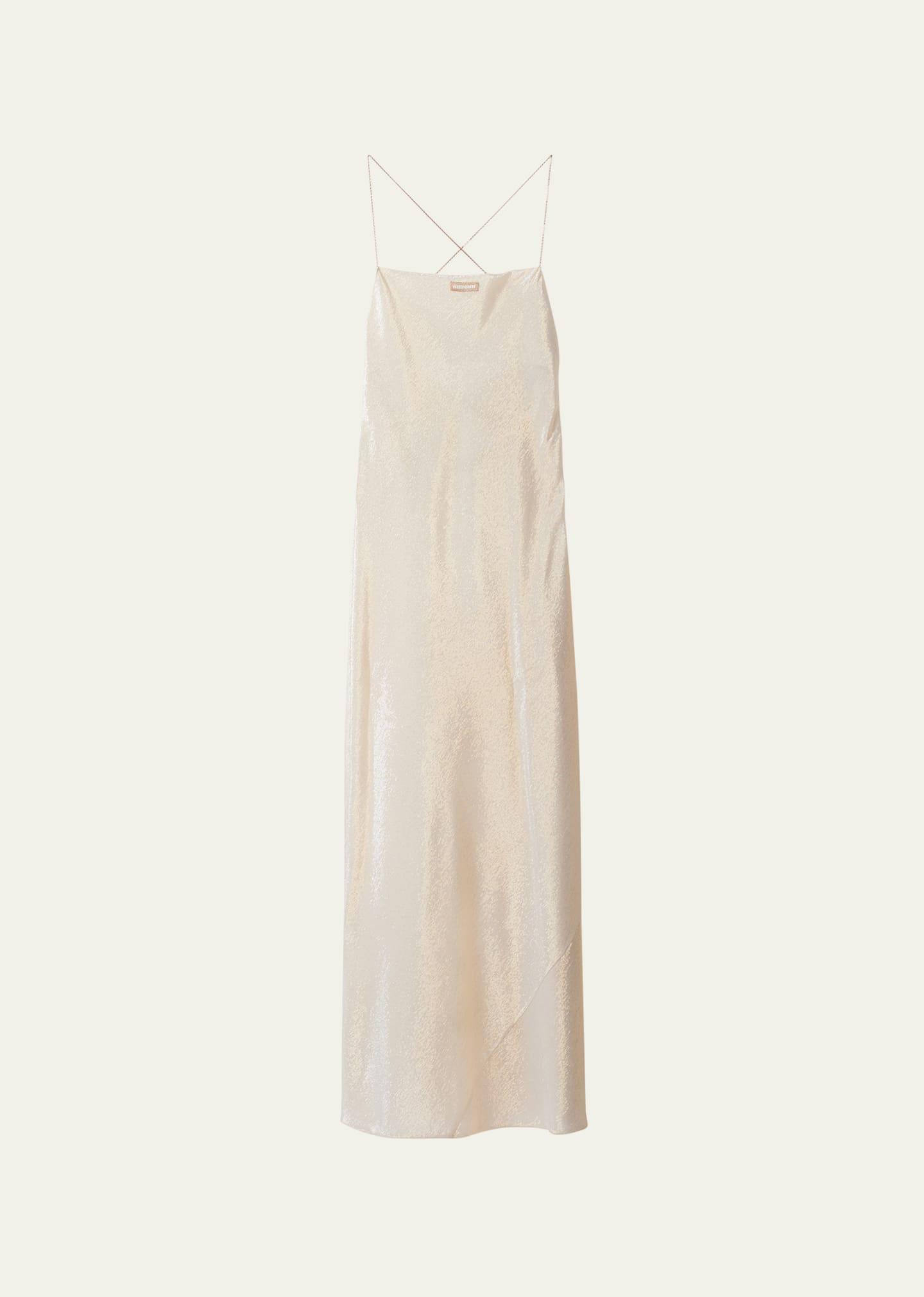 Miu Miu Crepe Lame Dress in Ivory Product Image