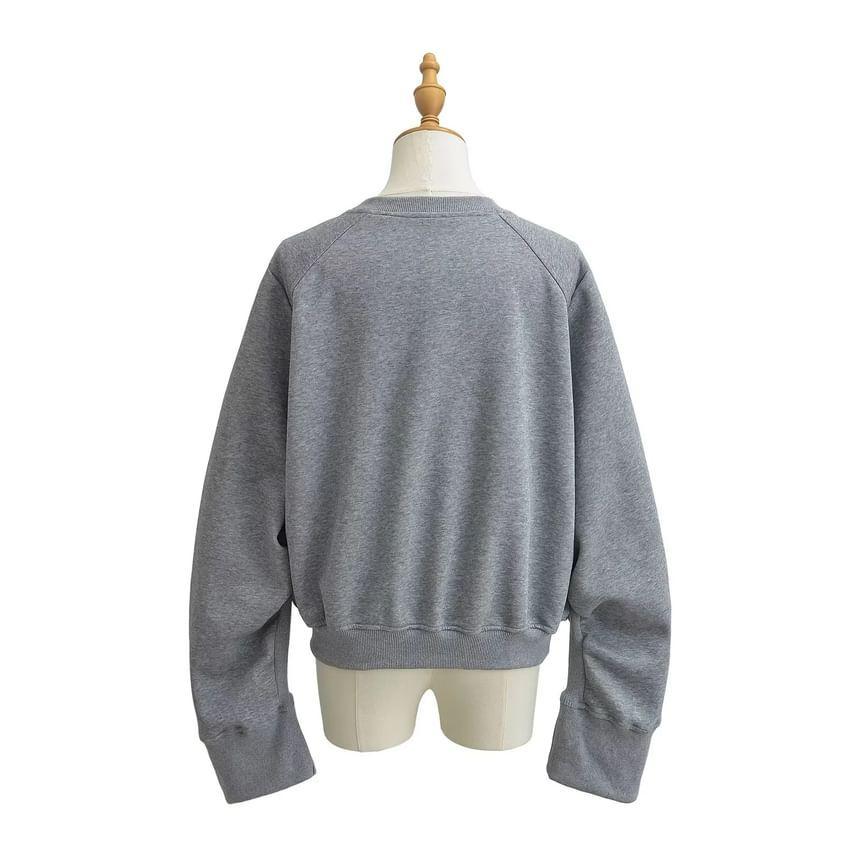 Crew Neck Plain Sweatshirt / Elastic Waist Panel Mini A-Line Skirt Product Image