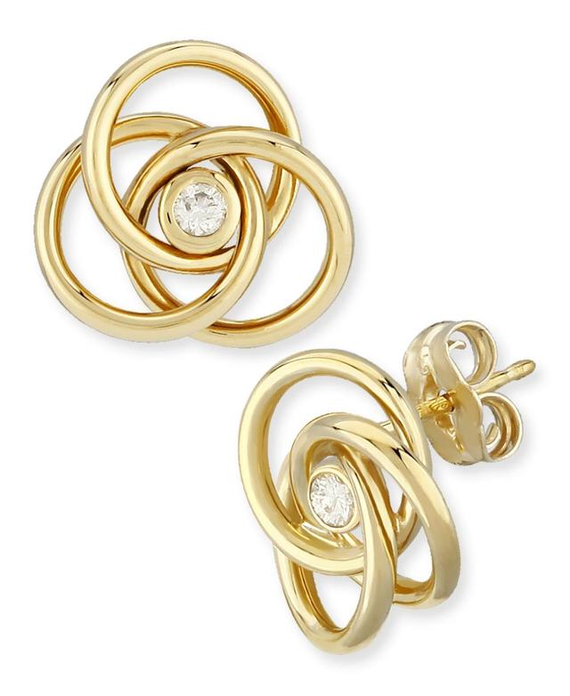 Saks Fifth Avenue Made in Italy Saks Fifth Avenue Women's 14K Yellow Gold Diamond Love Knot Earrings  - female - Size: one-size Product Image