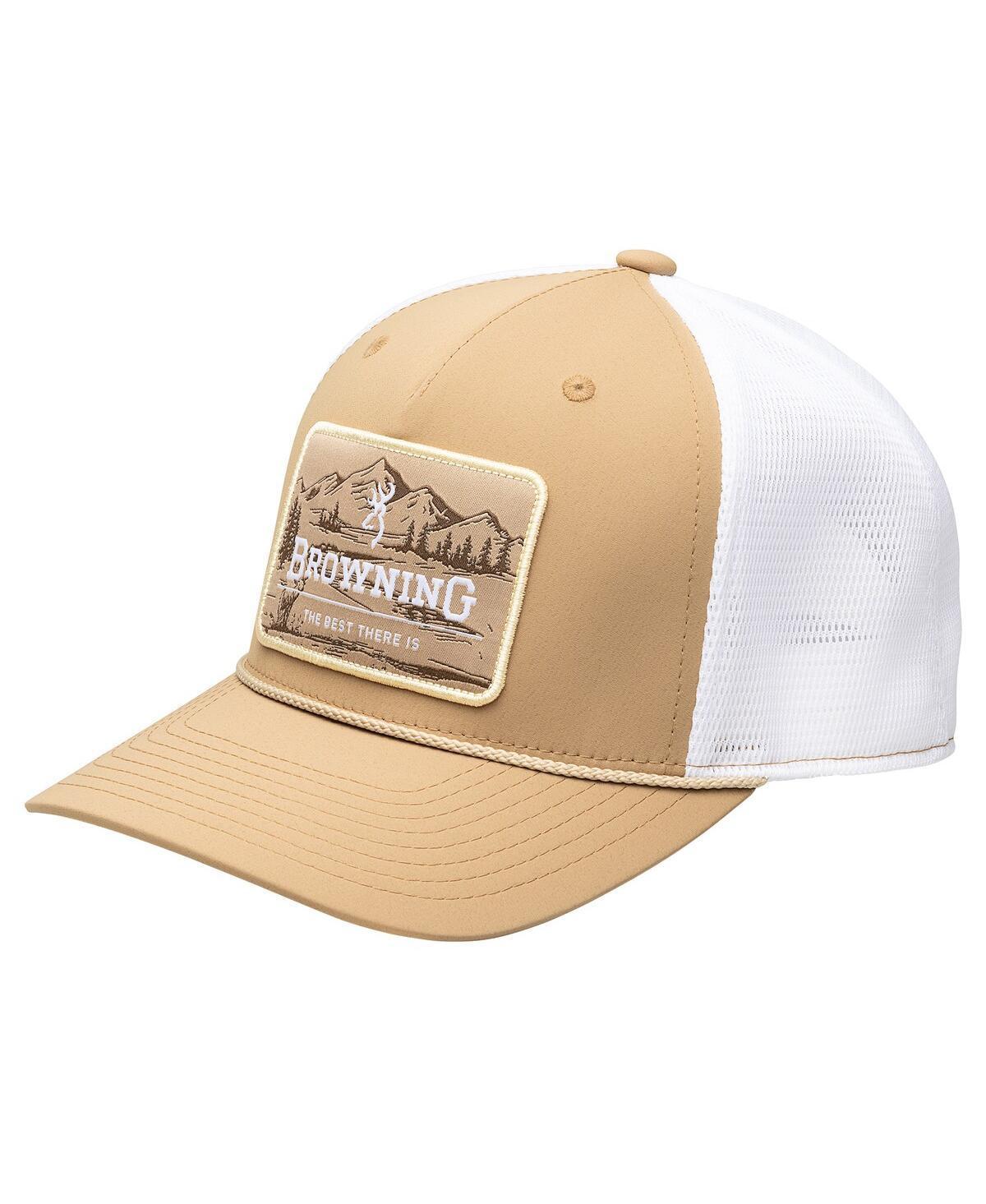 Browning Mens Tan Homestead Trucker Adjustable Hat - Tan, White Product Image