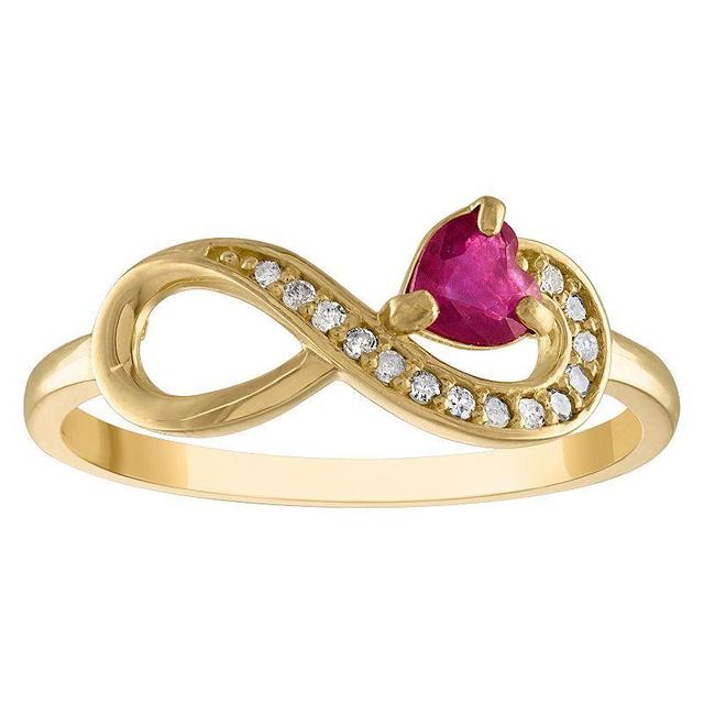 Tiara 10k Gold Ruby Diamond Accent Infinity Ring, Womens Product Image