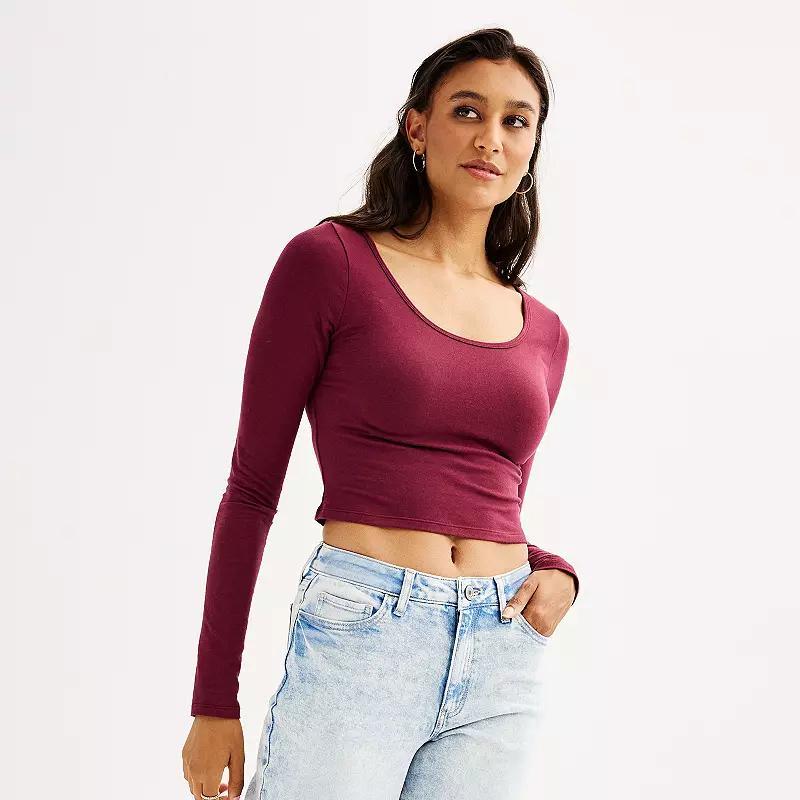 Juniors SO Long Sleeve Cropped Tee, Womens Product Image