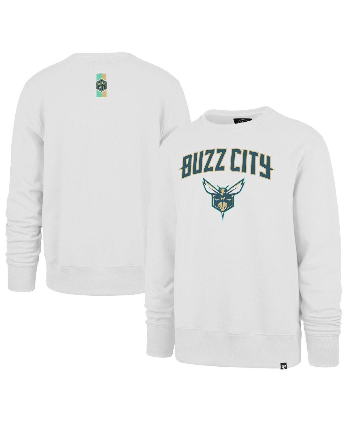 Mens 47 Brand White Charlotte Hornets 2023/24 City Edition Postgame Headline Crew Pullover Sweatshirt Product Image