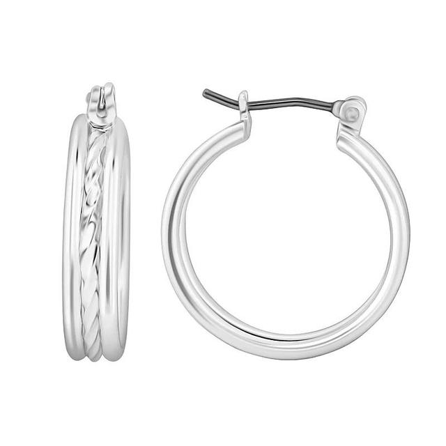 Twisted Hoop Earrings, Womens, Silver Tone Product Image