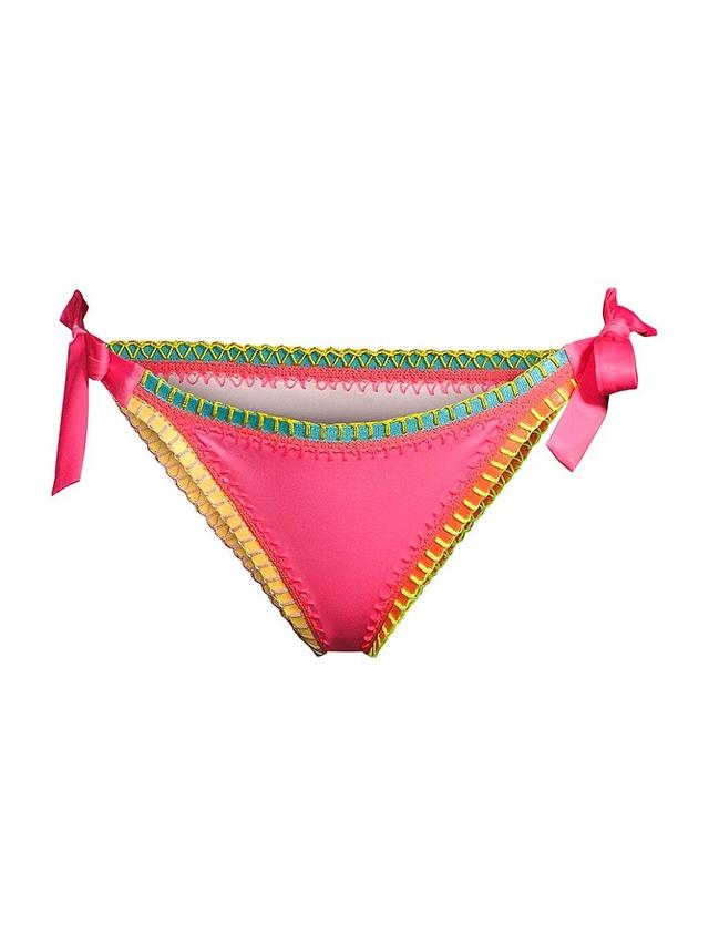 Womens Platinum Crochet-Trimmed String Bikini Bottom - Pink Multi - Size Small - Pink Multi - Size Small Product Image