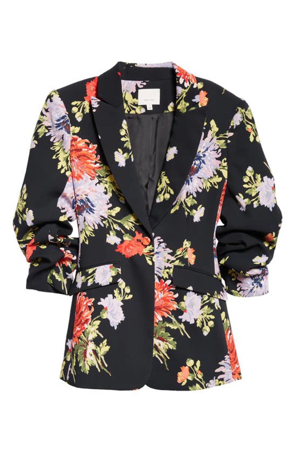 Floral-print Single-breasted Blazer In Black Multi Product Image