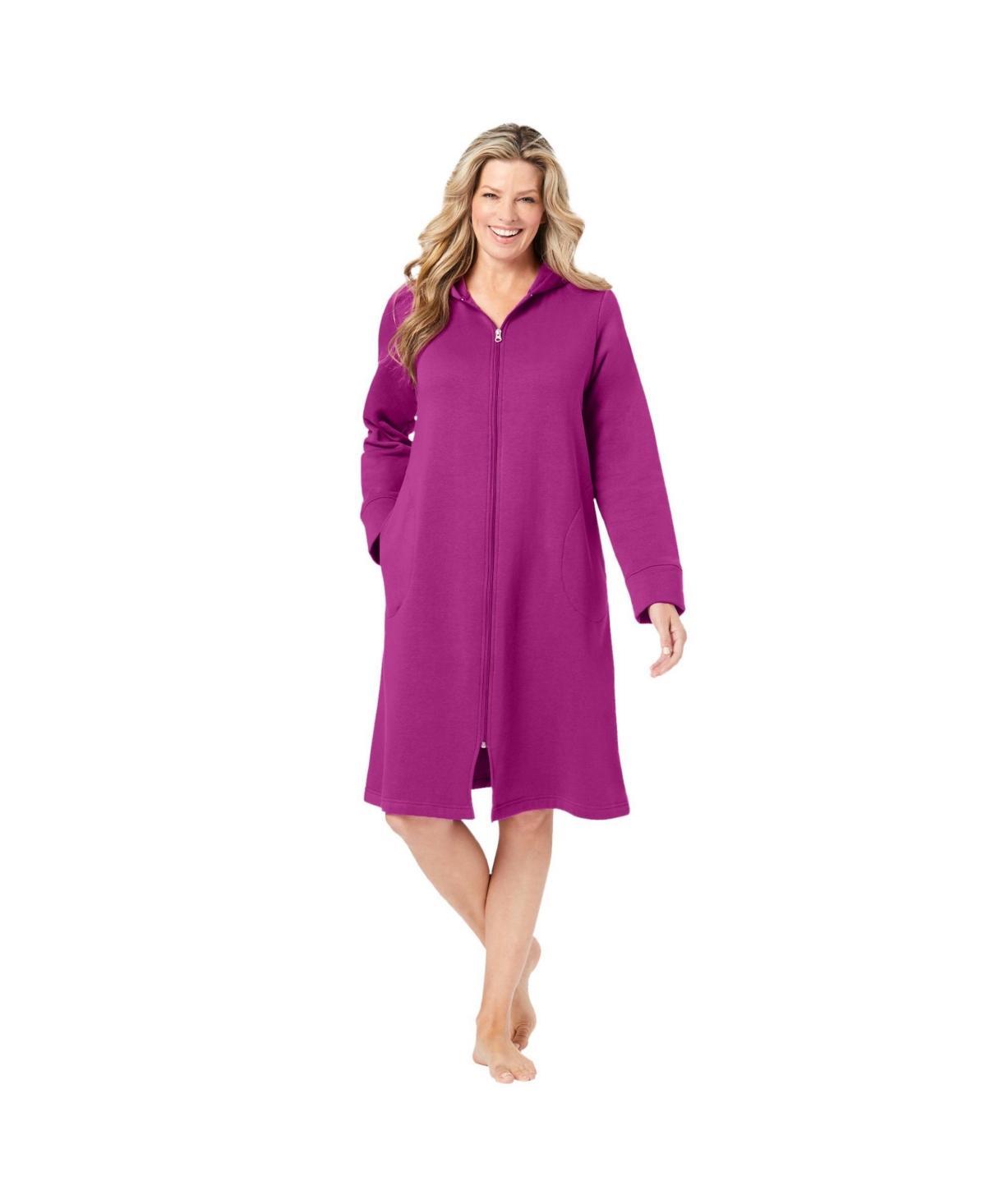 Dreams & Co. Womens Short Hooded Sweatshirt Robe Product Image