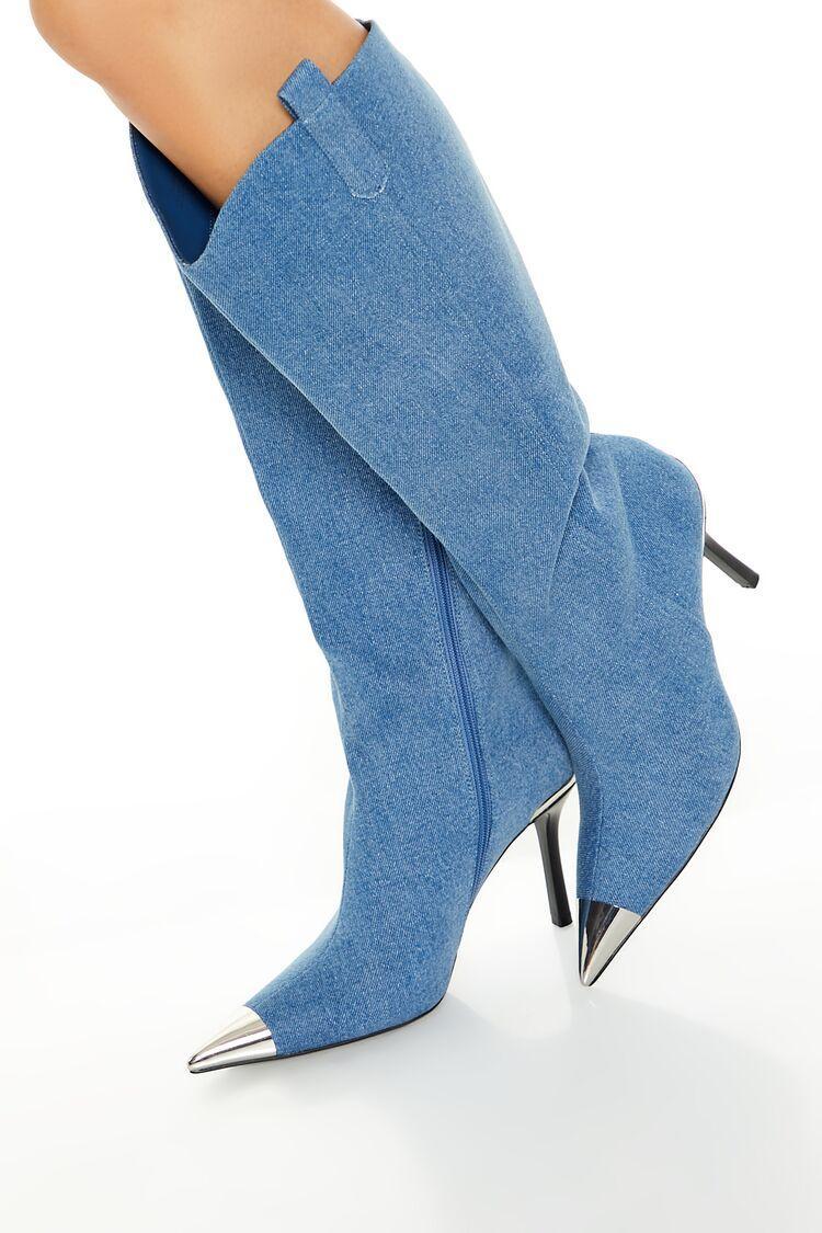 Denim Pointed Stiletto Boots | Forever 21 product image