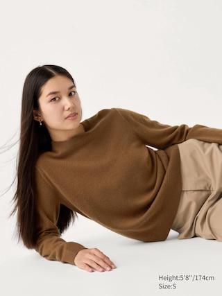 Womens Cashmere Sweater Brown Medium UNIQLO US Product Image