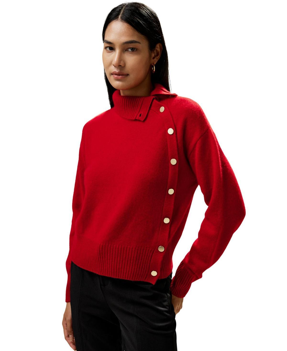 Lilysilk Womens Cashmere Sweater With Row of Side Buttons for Women product image