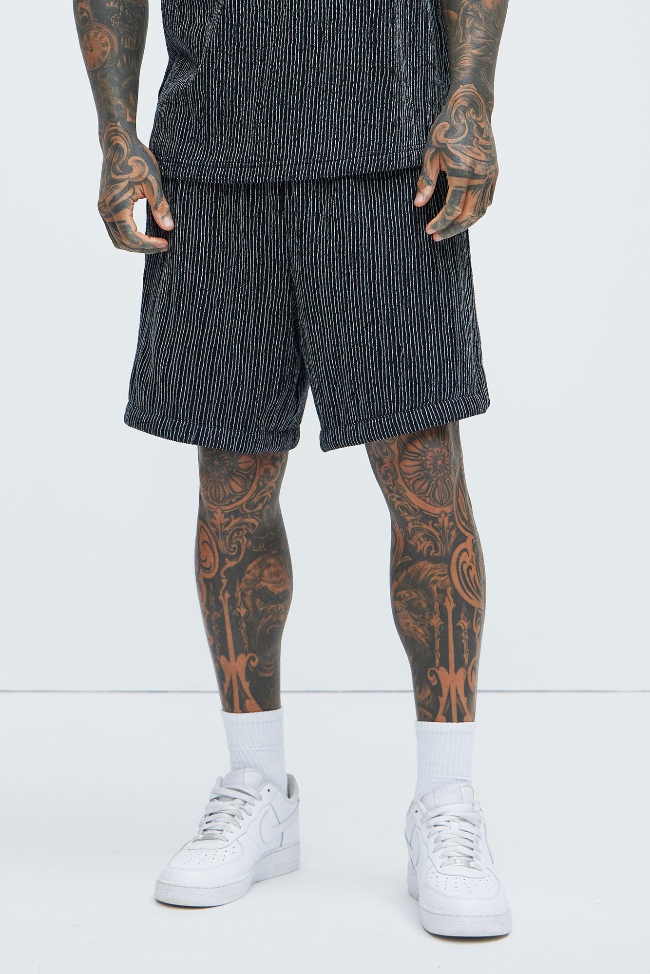 Neil Textured Shorts - Black/White Product Image