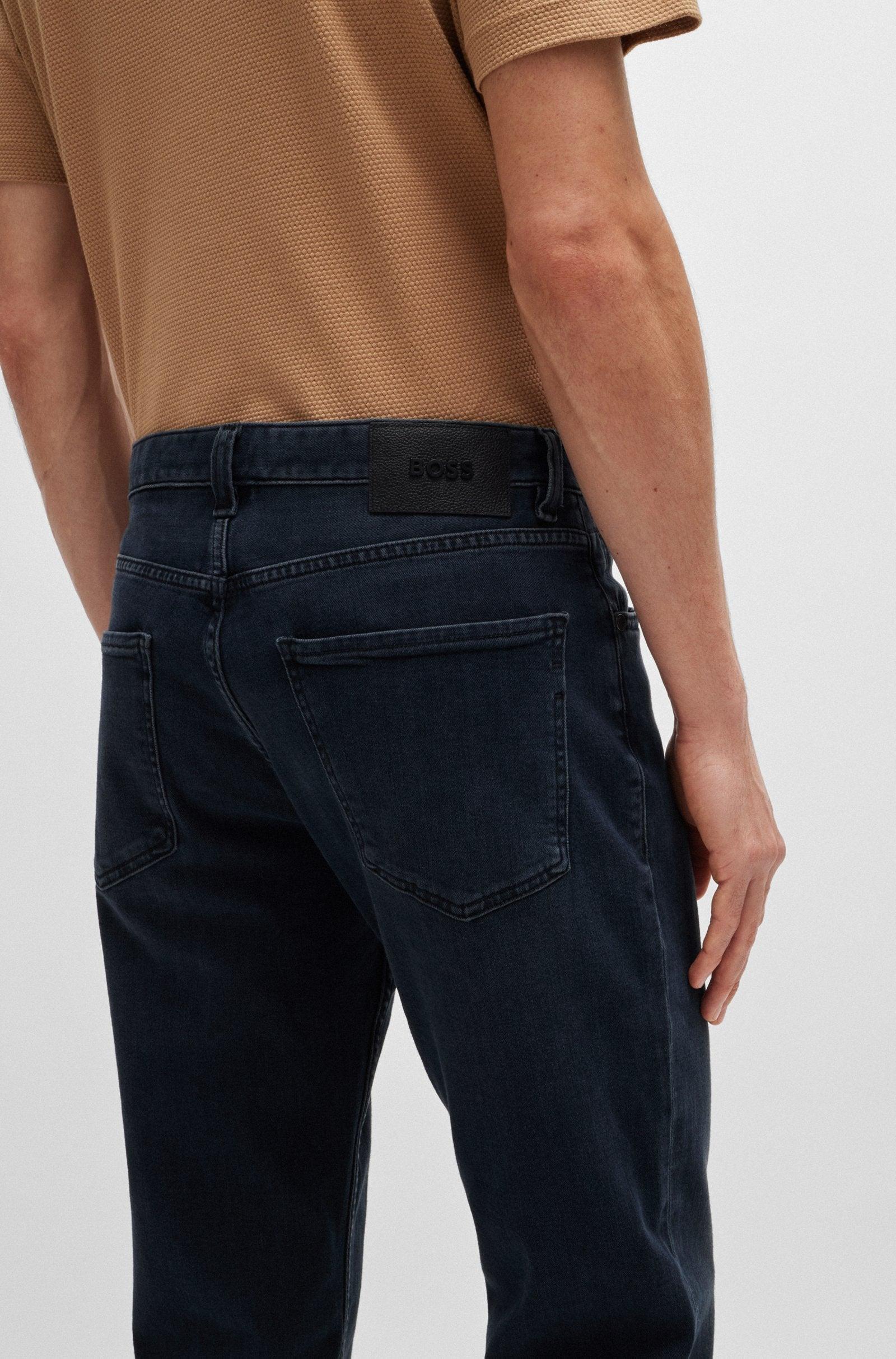 Boss Regular Fit Jeans in Coal-Navy Italian Denim Product Image