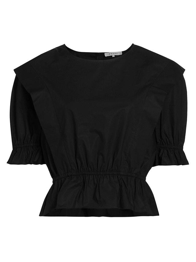 Womens Cotton Cinched Shoulder-Tie Blouse Product Image