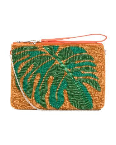 Beaded Palm Leaf Clutch for Women Product Image