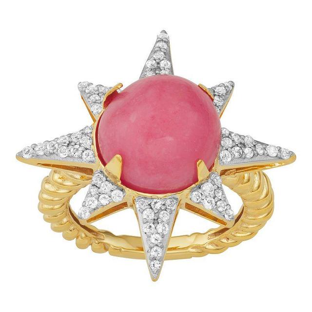 Jewelexcess 14k Gold Over Silver Pink Opal & White Topaz Starburst Ring, Womens 14k Gold Plated Product Image