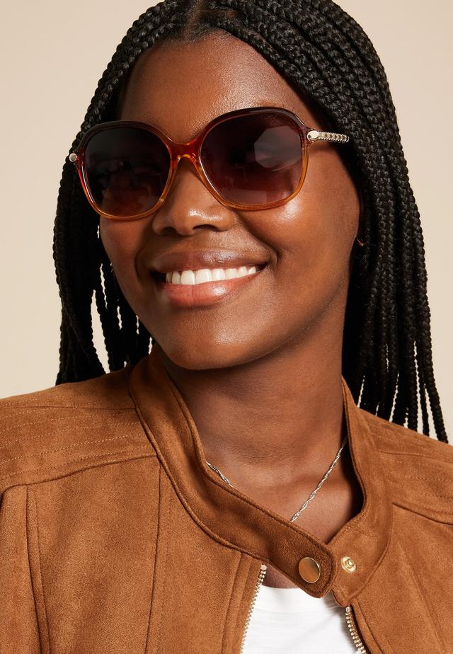 Oversized Brown Ombre Round Sunglasses Product Image