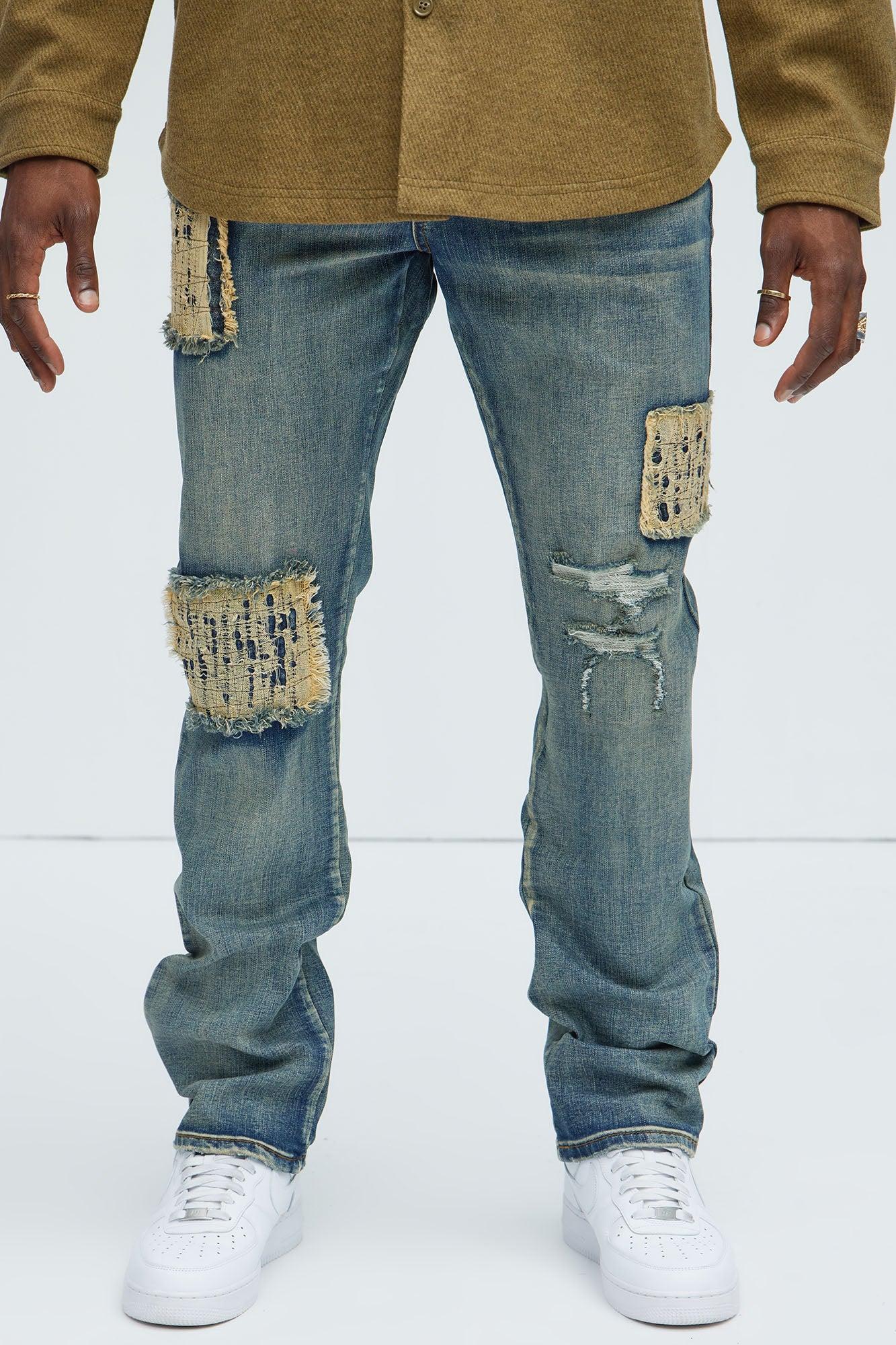 Levels To It Patched Slim Jeans - Indigo Product Image