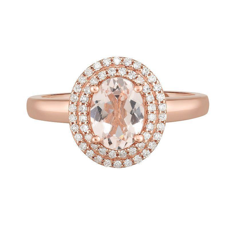 14k Rose Gold Morganite & 1/5 Carat T.W. Diamond Ring, Womens Product Image