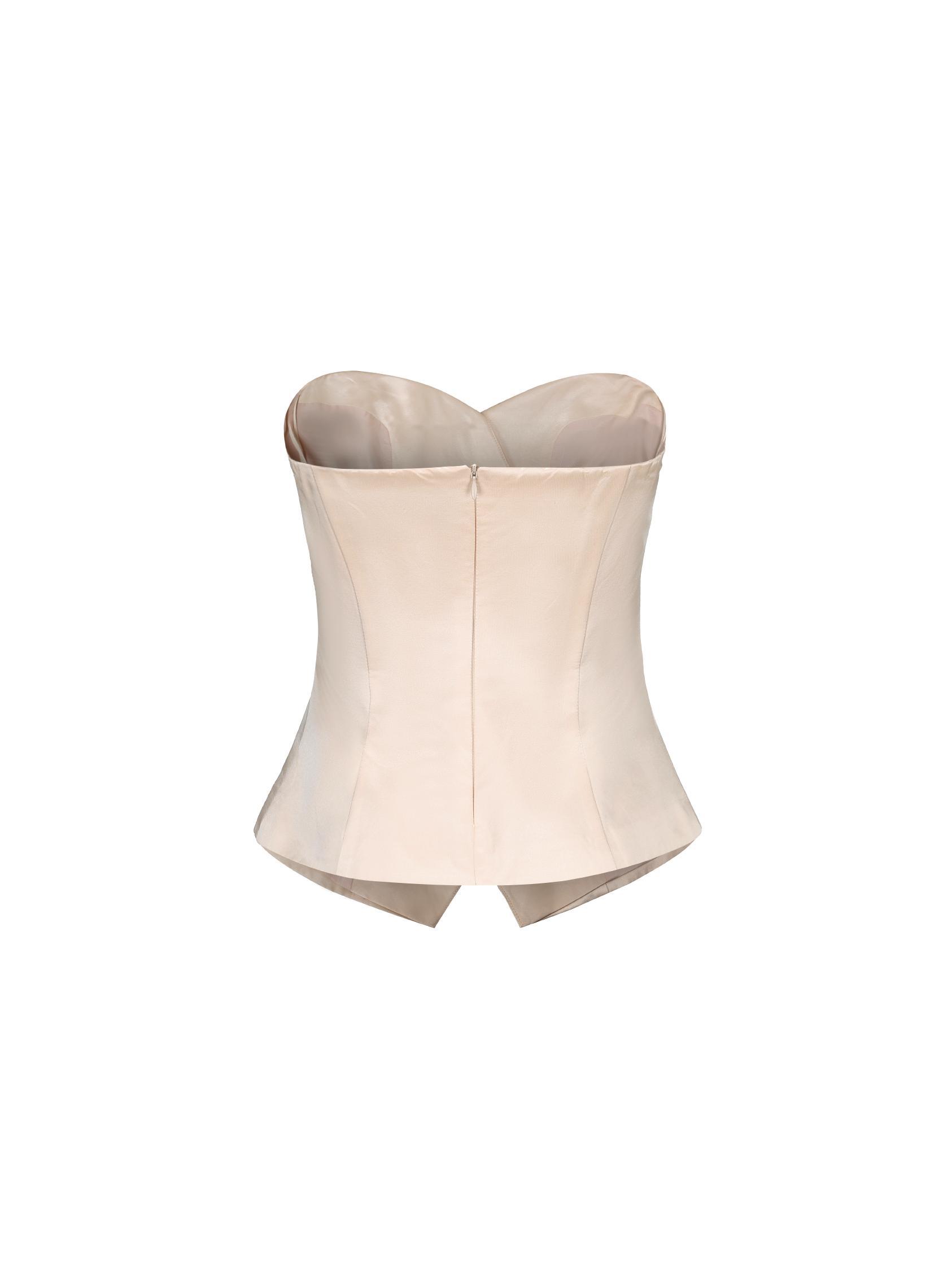 Kylie Satin Bandeu Top (Champagne) (Final Sale) Product Image