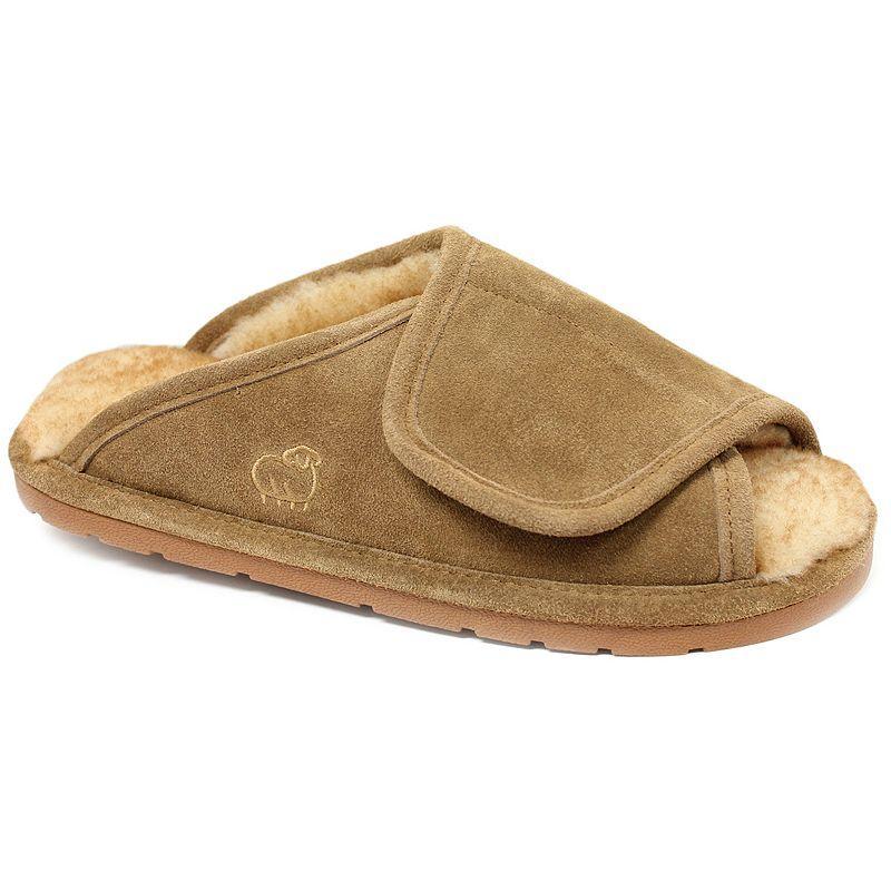 LAMO Mens Suede Merino Wool Wrap Slippers Brown Product Image