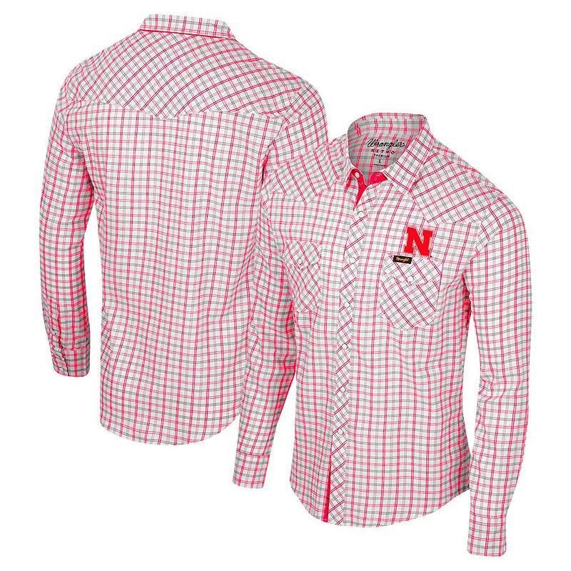 Mens Colosseum x Wrangler Ohio State Buckeyes Plaid Window Pane Long Sleeve Full-Snap Shirt Product Image