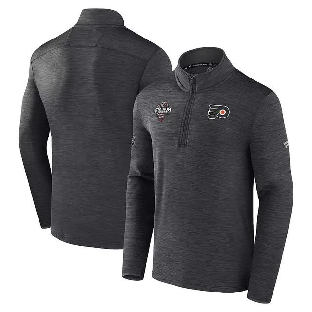 Mens Fanatics Branded Heather Charcoal Philadelphia Flyers 2024 NHL Stadium Series Authentic Pro Quarter-Zip Pullover Top Product Image