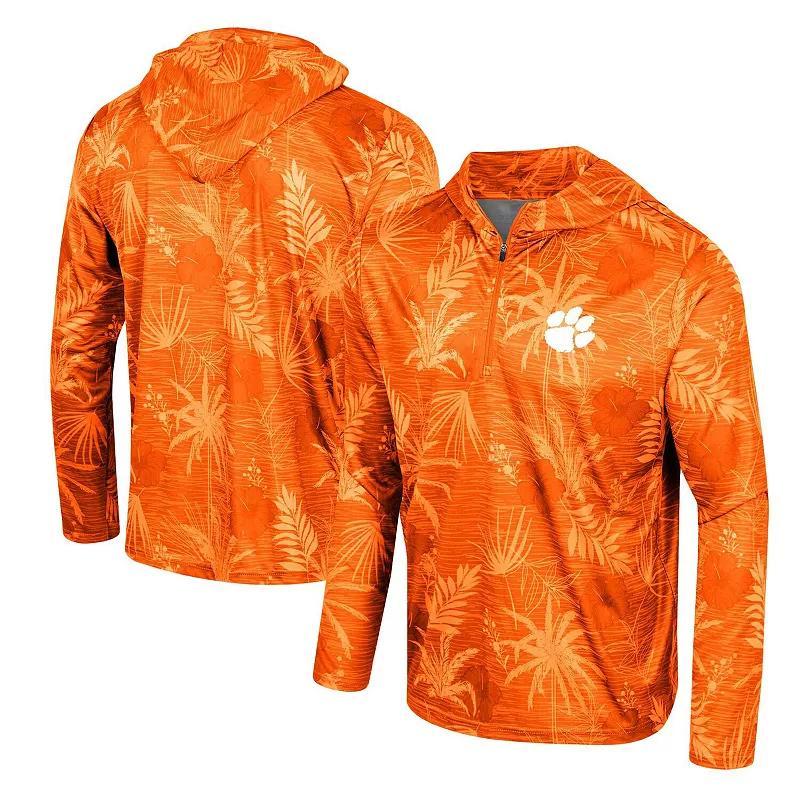 Mens Colosseum Clemson Tigers Palms Printed Lightweight Quarter-Zip Hooded Top Product Image