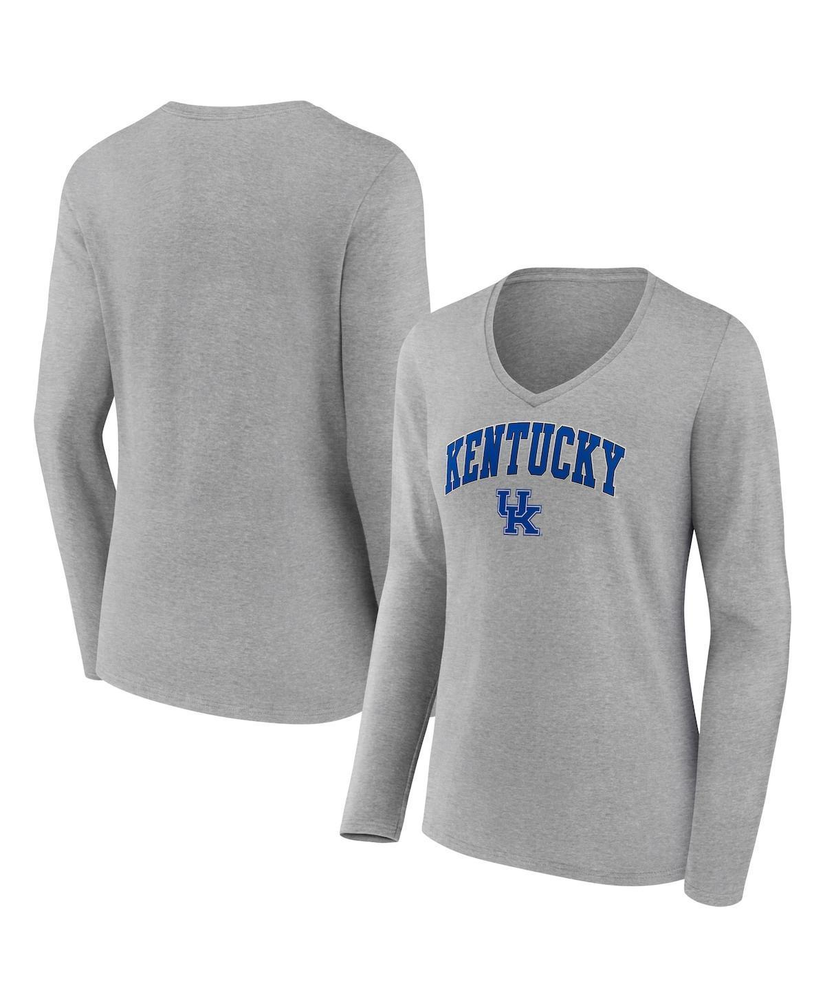 Womens Fanatics Branded Heather Gray Kentucky Wildcats Evergreen Campus Long Sleeve V-Neck T-Shirt Product Image