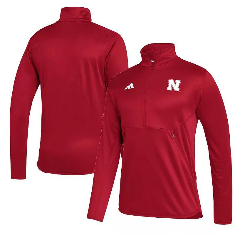 Mens adidas Scarlet Nebraska Huskers 2023 Sideline AEROREADY Half-Zip Top Product Image