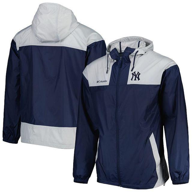 Mens Columbia /Gray New York Yankees Omni-Shade Flash Forward Challenger Full-Zip Windbreaker Jacket Blue Product Image