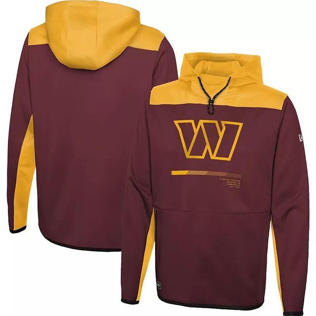 Mens New Era Burgundy Washington Commanders Combine Authentic Hard Hitter Pullover Hoodie Product Image