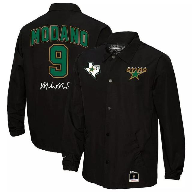 Mens Mitchell & Ness Mike Modano Black Dallas Stars Name & Number Legendary Full-Snap Coaches Jacket Product Image