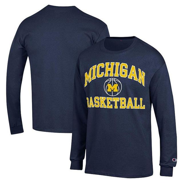 Mens Champion Michigan Wolverines Basketball Icon Long Sleeve T-Shirt Blue Product Image