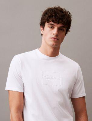 Calvin Klein Mens Outline Box Logo T-Shirt - White - XXL Product Image