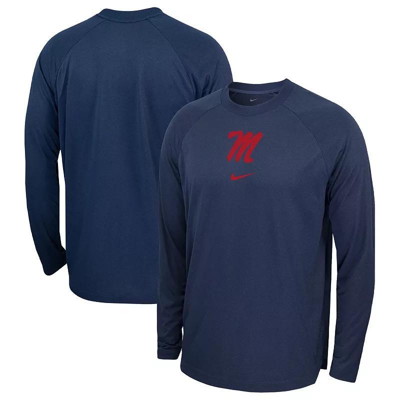 Mens Nike  Navy Ole Miss Rebels Basketball Spotlight Raglan Performance Long Sleeve T-Shirt Product Image