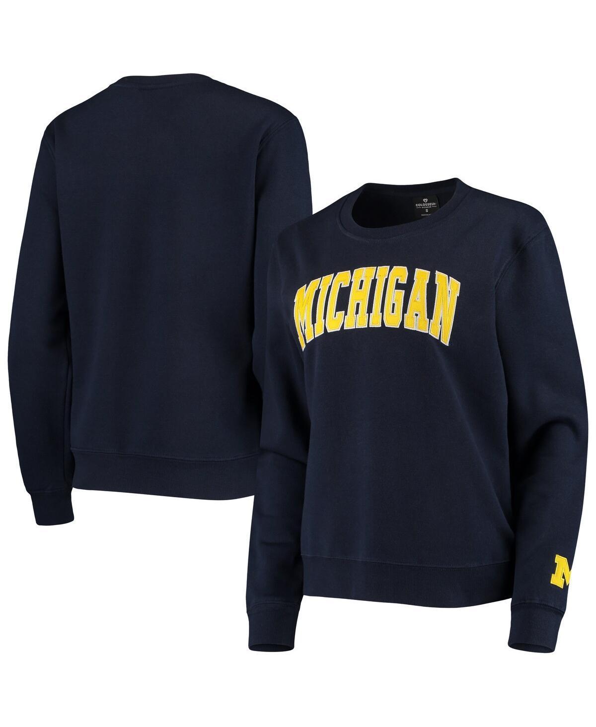 Womens Navy Michigan Wolverines Campanile Pullover Sweatshirt Product Image