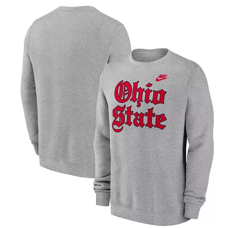 Mens Nike Heather Gray Ohio State Buckeyes Old English Fleece Sweatshirt Product Image