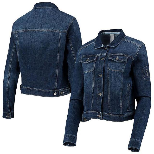 Womens Lusso Blue Chicago Bulls Georgie Crystals Button-Up Denim Jacket Product Image