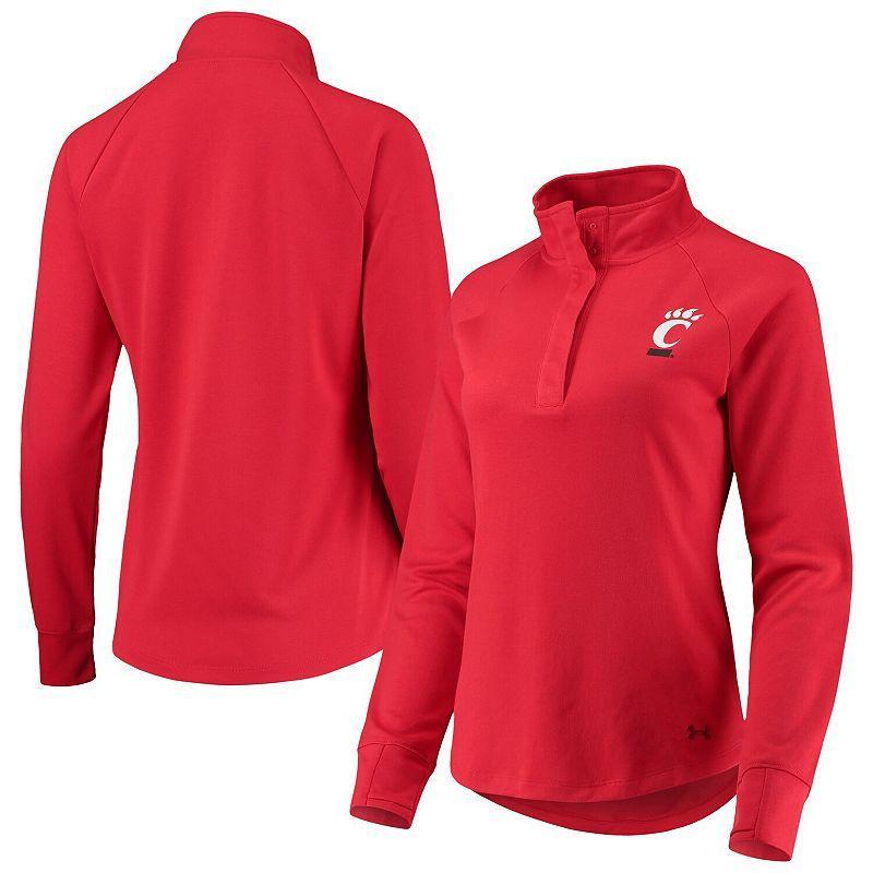 Womens Under Armour Cincinnati Bearcats Double Knit Raglan Quarter-Snap Jacket Product Image